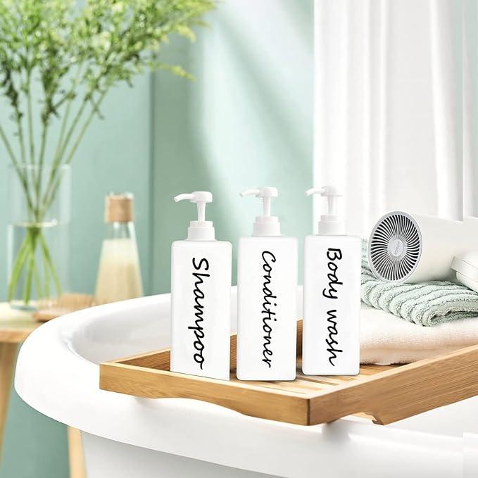 21oz Shampoo and Conditioner Dispenser Modern Refillable Shampoo Pump Bottles - Image 3