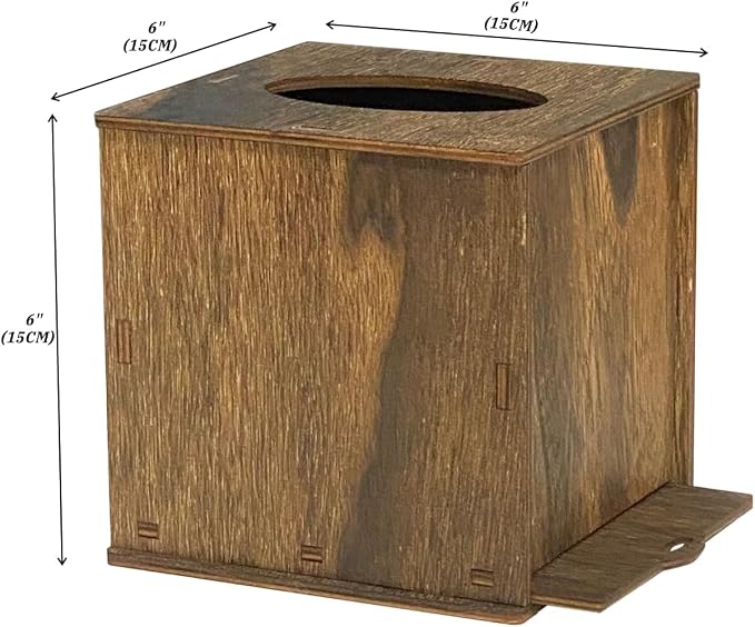 6 Pack Square Tissue Box Cover Rustic Wood Tissue Box Holder - Image 2