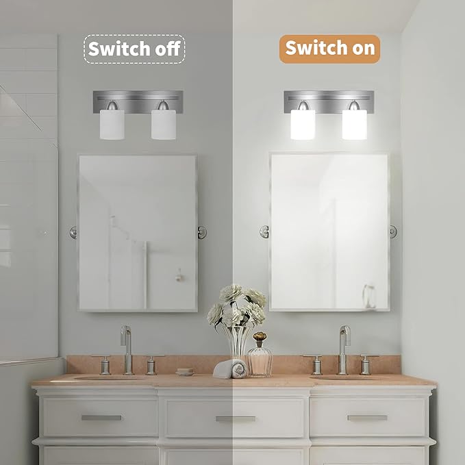 PARTPHONER - Bathroom Vanity Light Fixture - Over Mirror - Modern Glass Shade - - Image 4