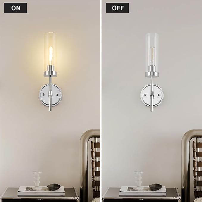 WILON Modern Wall Sconces Set of 2, Chrome Bathroom Light Fixture - Image 3