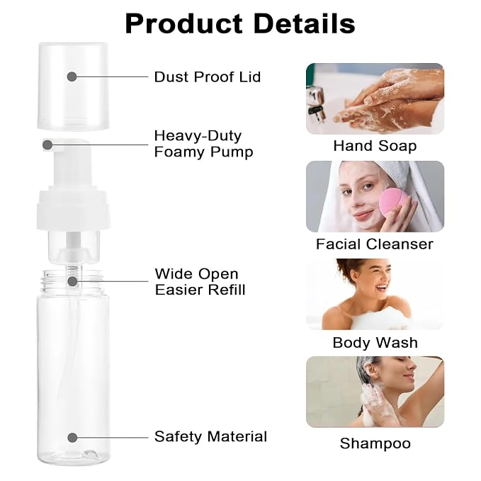 Foam Pump Bottle 7oz 2Pcs Foaming Soap Dispenser 200ml Foaming Spray Bottle - Image 5