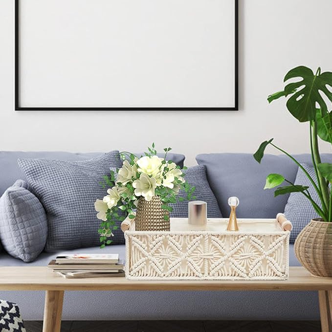 HOSROOME Macrame Storage Basket Boho Decor Baskets - Image 4
