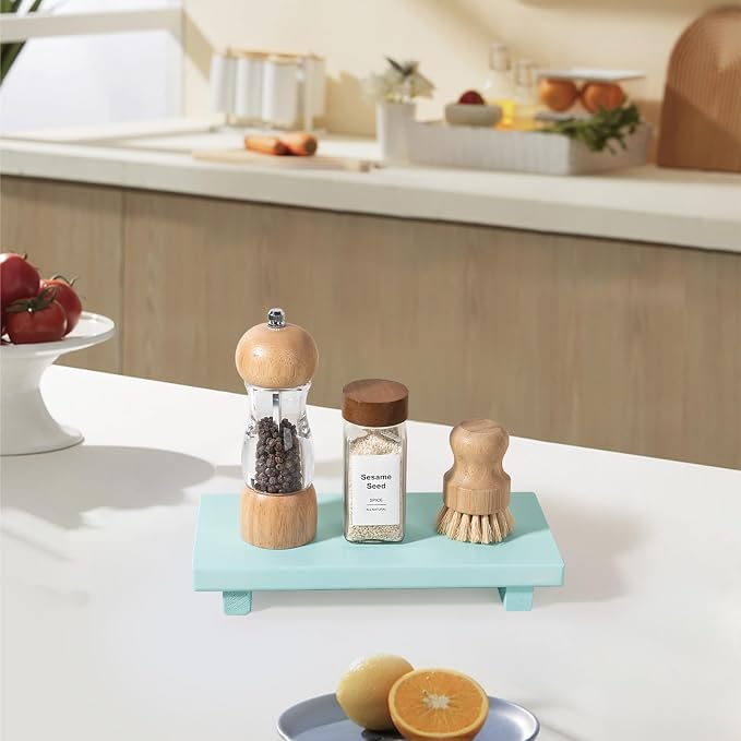 zoocatia Small Wood Tray Pedestal Stand Farmhouse Bathroom Decor Decorative - Image 7
