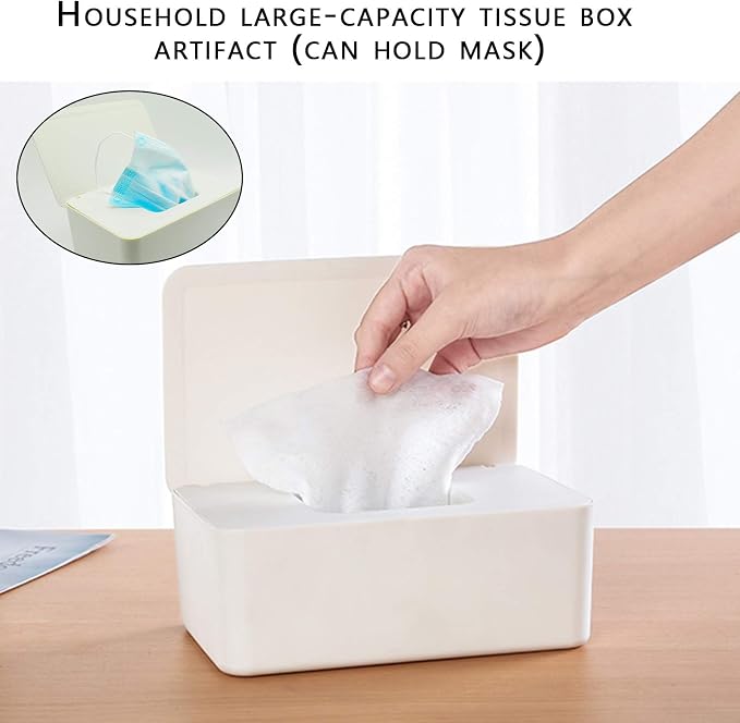Cuayaes White Tissue Box Cover, Refillable Baby Wipes Dispenser - Image 3
