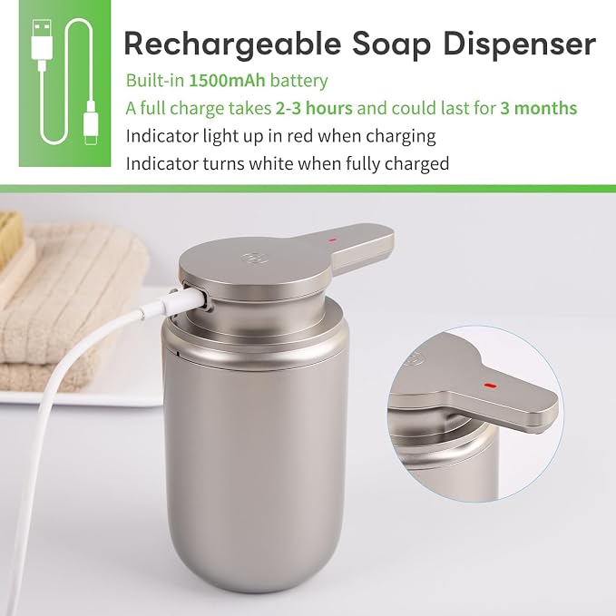 LAOPAO Automatic Foaming Soap Dispenser Plastic, Rechargeable Touchless Foam - Image 6