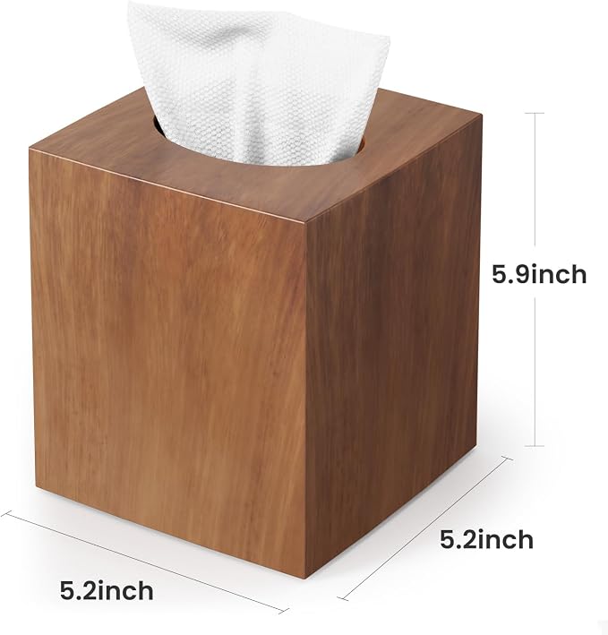 Tissue Box Holder, Tissue Box Cover Square Facial Tissue Holder Storage - Image 3