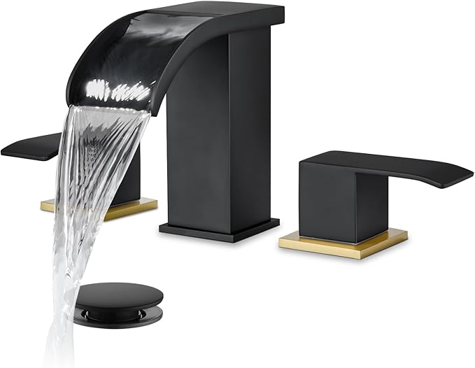 gotonovo Waterfall 8 inch Widespread Bathroom Faucet Set Bathroom Sink Faucet 3 by HOME