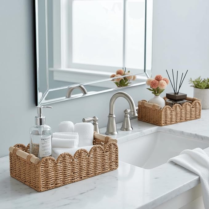 CubesLand Toilet Paper Storage Organizer Basket, Scalloped Decorative Baskets - Image 4