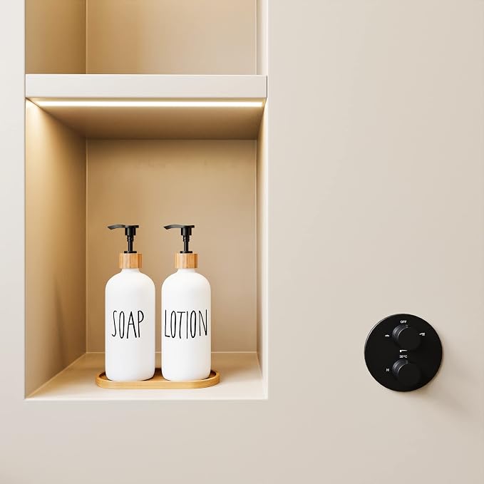 Glass Lotion Dispenser, Refillable Matte Black Hand Lotion Dispenser Suitable - Image 4