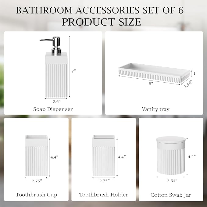 6-Piece White Bathroom Set - Image 8