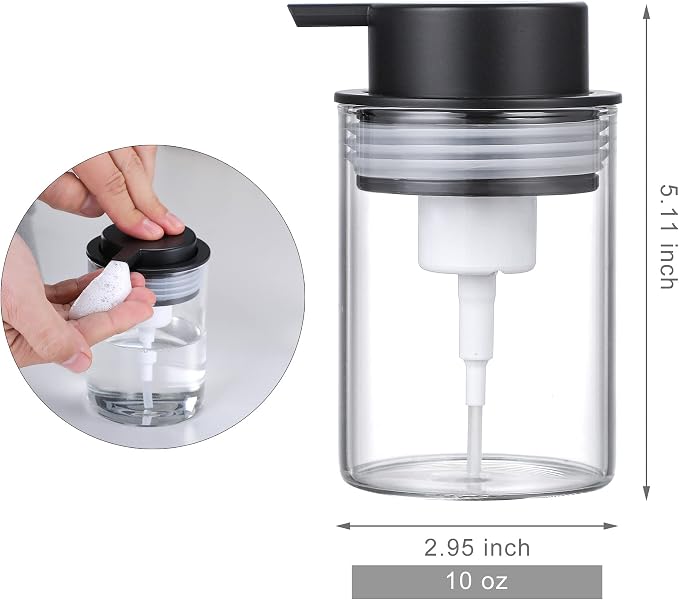 Clear Glass Foam Soap Dispenser, 10 Oz Hand Liquid Bottles - Image 2