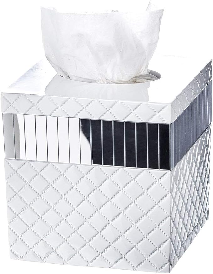Creative Scents Quilted Mirror White Bathroom Accessories Set - Image 9