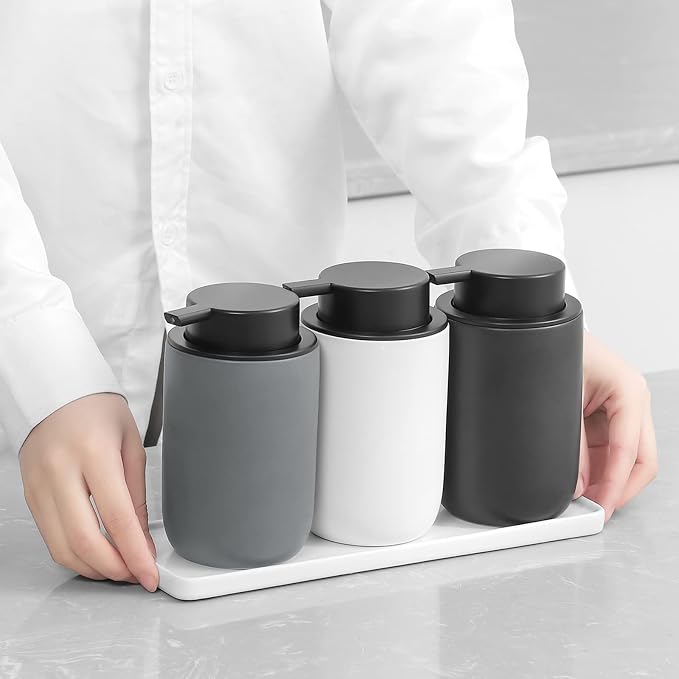 Hand Soap Dispenser for Bathroom Decro, Ceramic Liquid Pump Bottles Refillable - Image 2