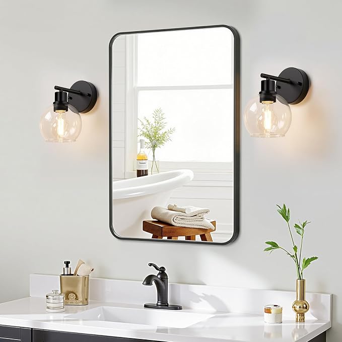 Set of 2 Black Modern Bathroom Wall Sconces, Up & Down Reversible Bathroom - Image 6