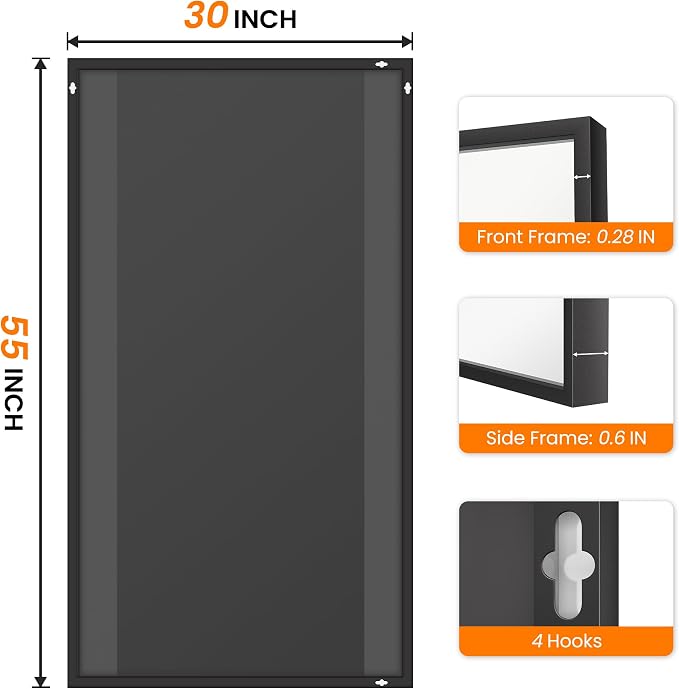 Bathroom Vanity Mirror for Wall, HD Shatterproof Glass, Hangs Horizontally or - Image 8