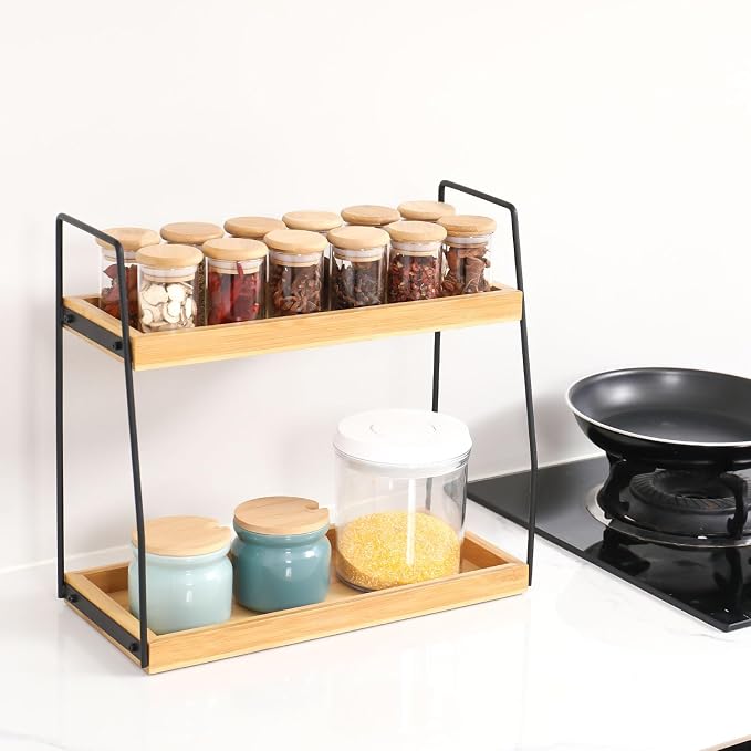 Bamboo Bathroom Counter Organizer, Wooden Bathroom Sink Countertop Organizer - Image 7