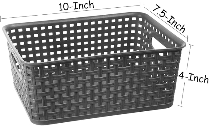 Grey Plastic Woven Storage Basket - Image 2