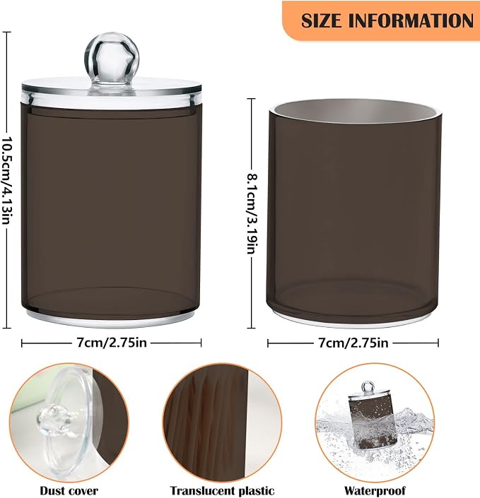 Brown Qtip Holder Organizer Dispenser Cotton Swabs Cans Plastic Jars - Image 3