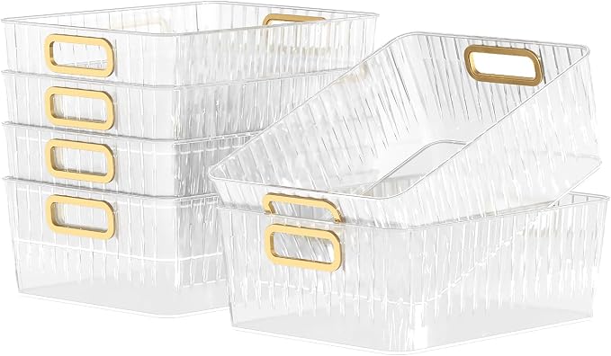 Kekow 6-Pack Clear Pantry Organizer Bins, Plastic Storage Bins by Kekow