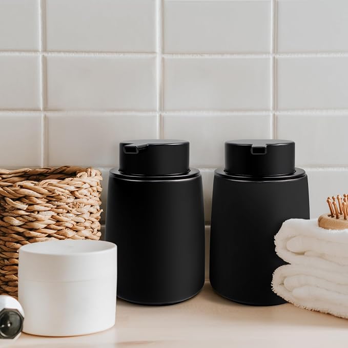 Ceramic Foam Soap Dispenser 2 Pack, 12oz Matte Black Lotion Hand Sanitizer Soap - Image 6