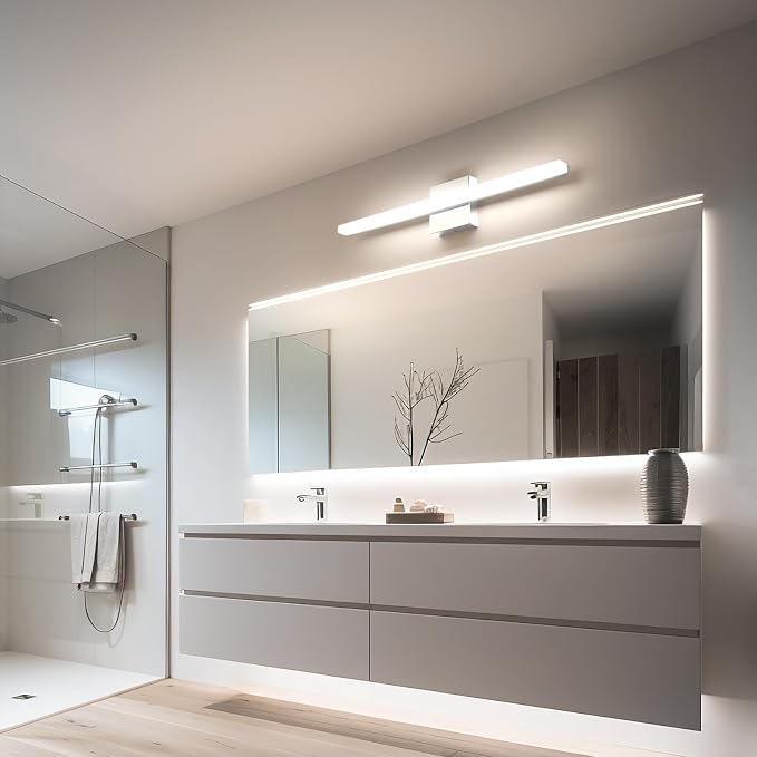 Combuh LED Bathroom Vanity Light Bar 24Inch 14W IP44 Chrome Shining Over Mirror - Image 3