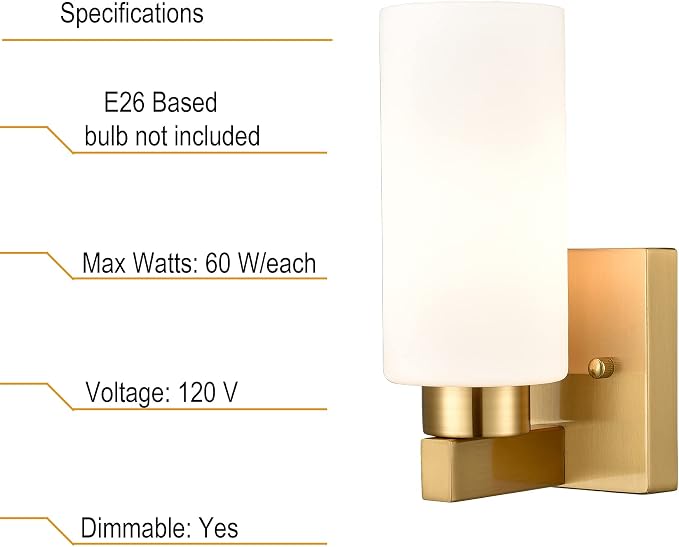 Modern Wall Light Fixtures Brass Bathroom Vanity Light - Image 5