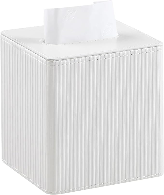 Tissue Box Cover Square with Magnetic Closure, PU Leather Tissue Box Holder by Cretkhp