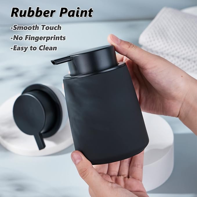 Black Foam Hand Soap Dispenser - 12Oz Ceramic Foaming Soap Dispenser - Image 2