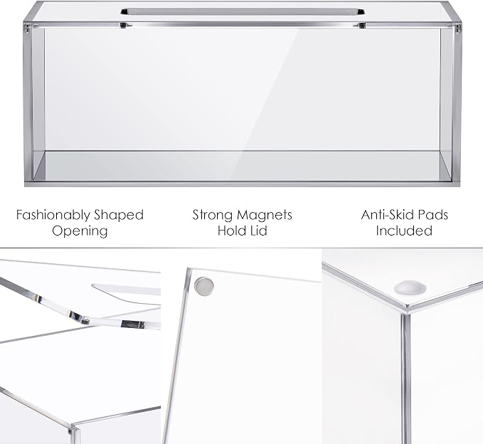 Clear Tissue Box, Acrylic Facial Tissue Box Holder Rectangular Bathroom Tissue - Image 3