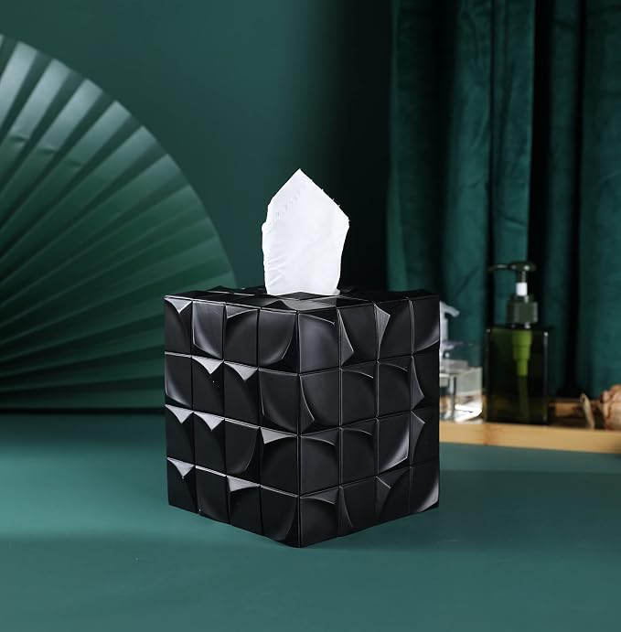 Hymmah Modern Square Tissue Box Cover Holder, Bathroom Accessories Decor Unique - Image 6