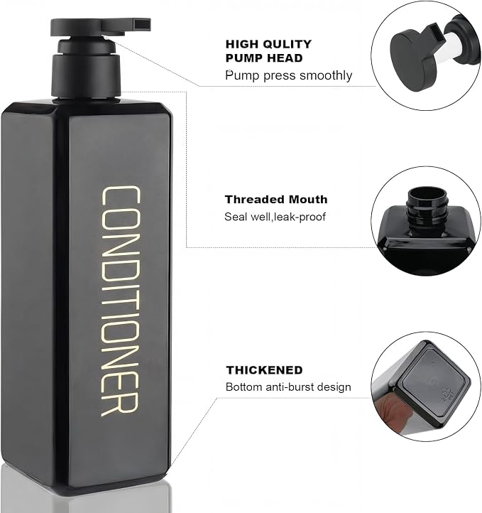 Shampoo and Conditioner Dispenser Shower Soap Bottles 3 Pack 550ml/18.6oz - Image 5