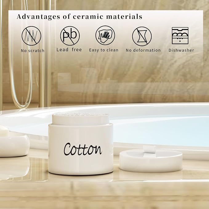 LEETOYI Ceramic Cotton Swabs Holder Organizer - Image 3