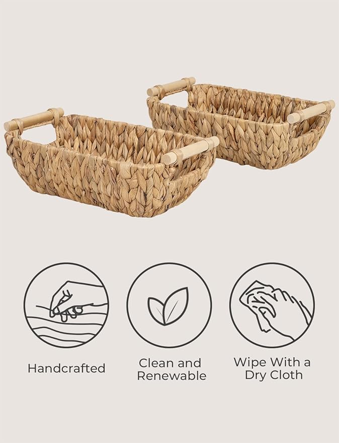 StorageWorks Hand-Woven Small Wicker Baskets, Water Hyacinth Storage Baskets - Image 4