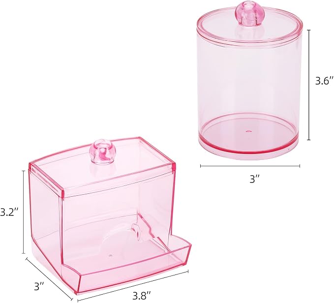 Tbestmax Pink Qtips Dispenser Bathroom Container, 10/12 oz Big Cotton Ball - Image 2