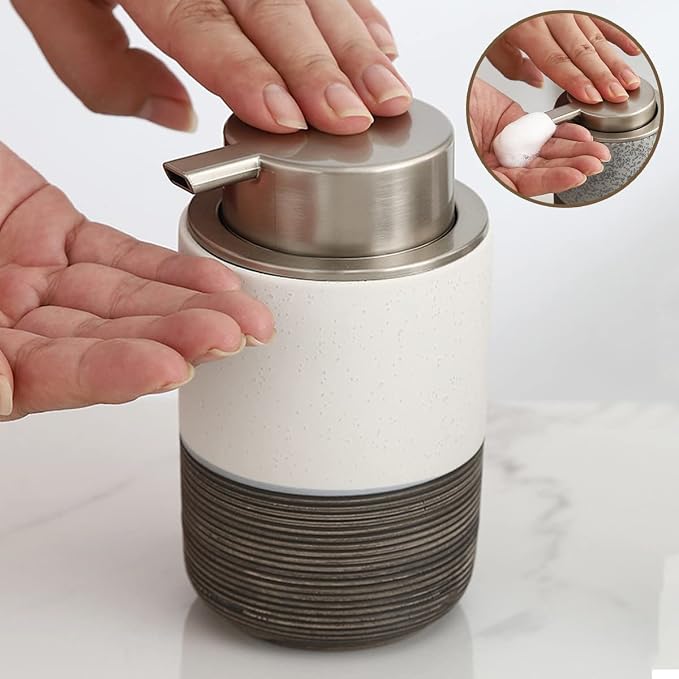 Ceramic Foam Hand Soap Dispenser, 12Oz Countertop Lotion Dispensers - Image 6