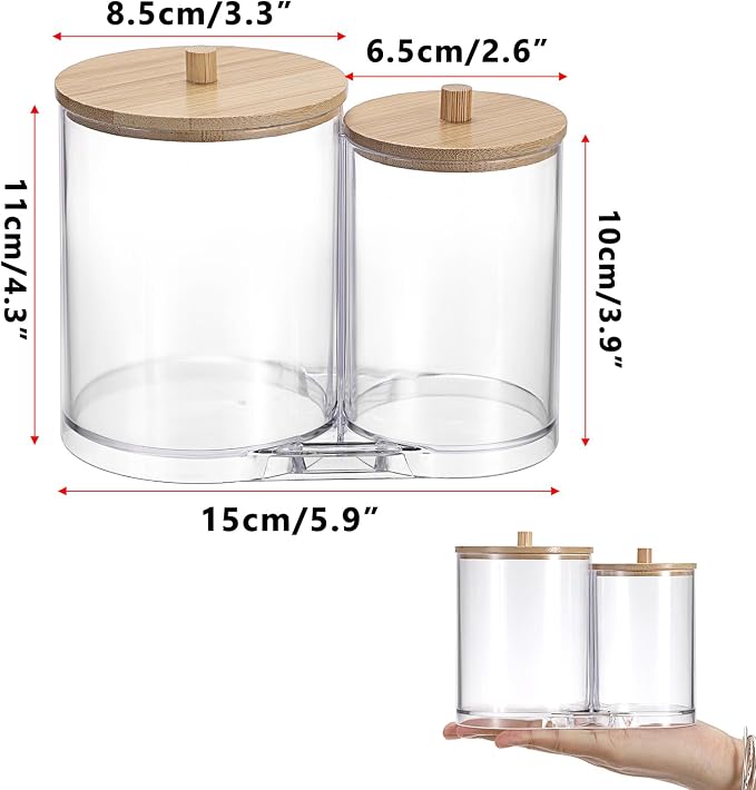 Hipiwe Acrylic Cotton Swab Holder Clear Qtip Dispenser - Image 3