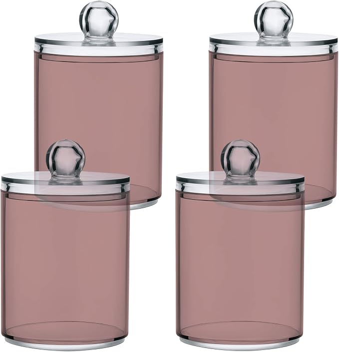 Rosy Brown Qtip Holder Organizer Dispenser Cotton Swabs Cans Plastic Jars by SHJI