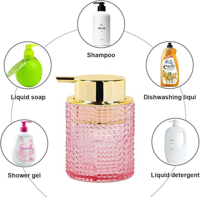 2pcs Glass Foaming Soap Dispenser, Refillable 10 Oz Lotion Shampoo Pump Dish - Image 5