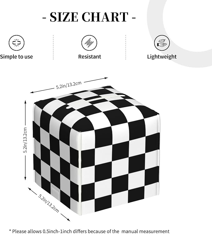 Black and White Checkerboard Tissue Box Cover Square, Square Grid Checkered - Image 4