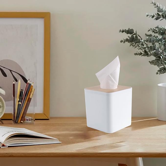Square Tissue Box Cover, Bamboo Facial Cube Box Cover - Image 6