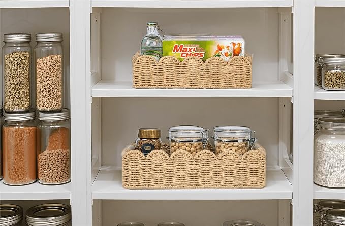 CubesLand Toilet Paper Storage Basket, Scalloped Edge Shelves Basket - Image 9