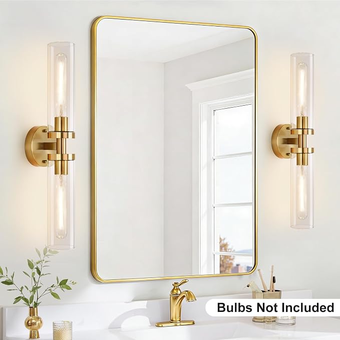 Brushed Gold Wall Sconces, Hardwired Bathroom Sconces Wall Lighting - Image 6