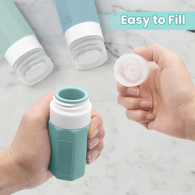 2 oz Travel Bottles, Small Size Containers, TSA Approved Silicone Toiletries - Image 3