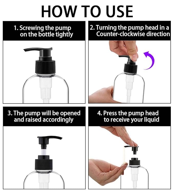 Empty Plastic Pump Bottles Dispenser（16.9 Oz, 2 Pack）, Portable Amber BPA-Free - Image 5