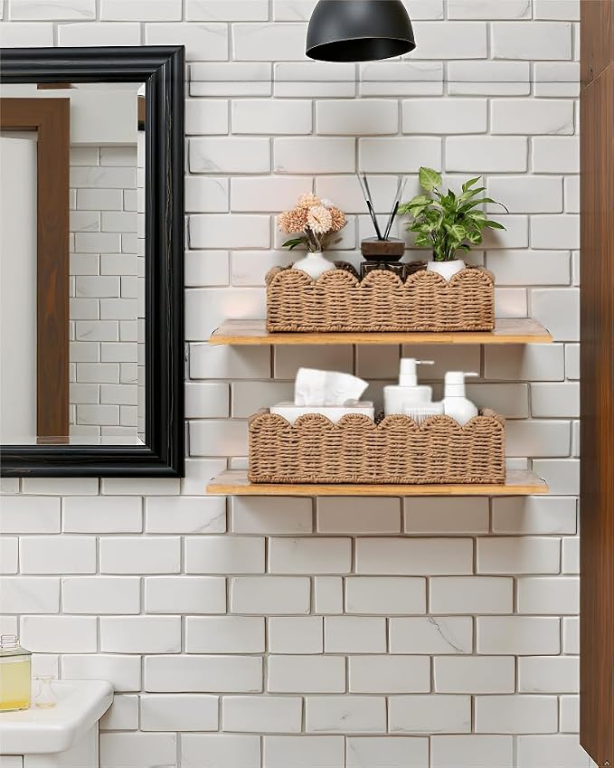 CubesLand Toilet Paper Storage Basket, Scalloped Edge Shelves Basket - Image 2