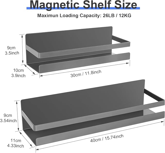 Uten Large Spice Rack for Refrigerator, 2 Pack Strong Magnetic Shelves - Image 2