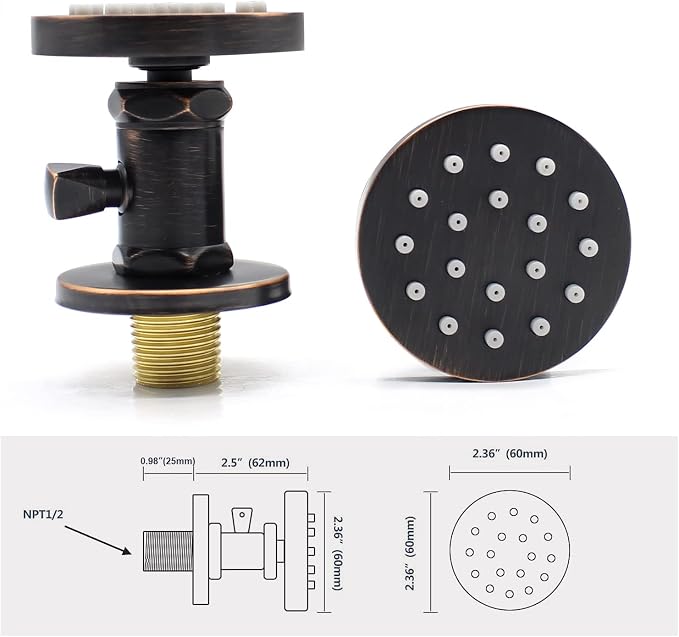 Solid Brass Shower Body Spray Jets - Image 5