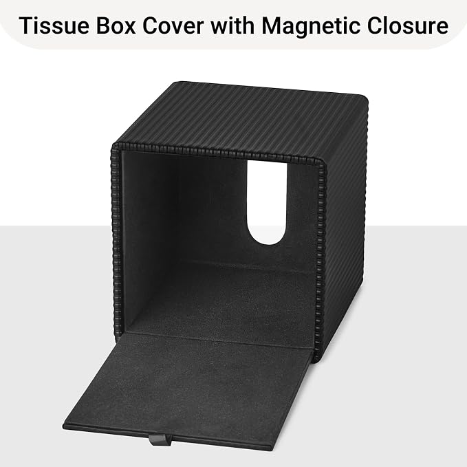 Mkono Tissue Box Cover PU Leather Square Tissue Box Holder - Image 6