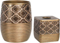 Zahari Home 2pc Spindle Modern Bath Accessories Set Waste Basket & Tissue Box by ZahariHome