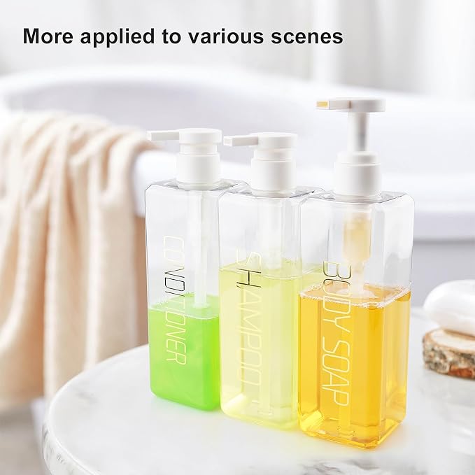 Shampoo and Conditioner Dispenser Shower Soap Bottles 3 Pack 550ml/18.6oz - Image 7